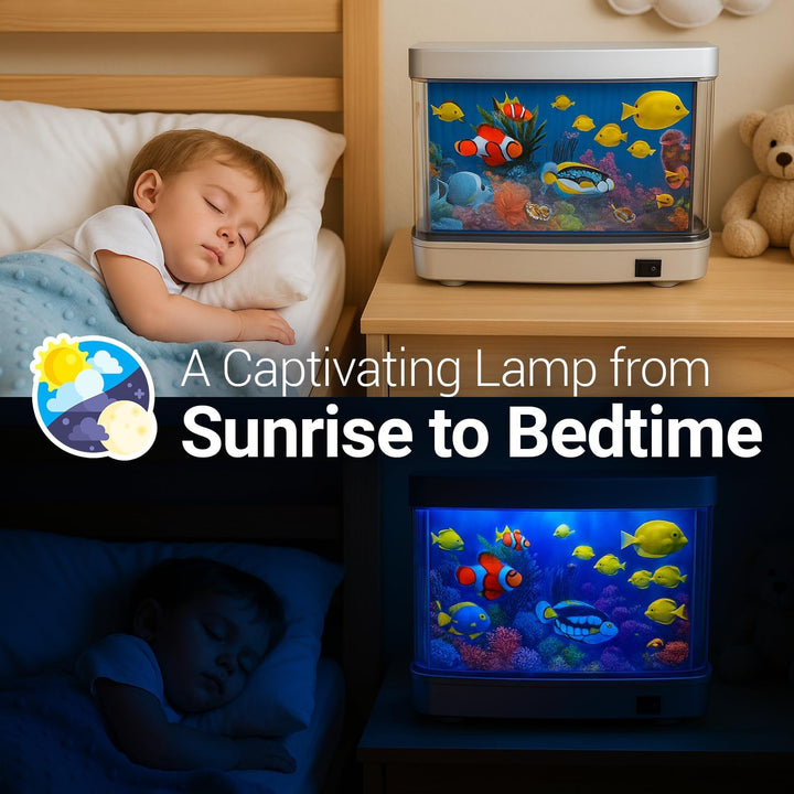 Linda’S Essentials Fake Fish Tank for Kids and Adults, Fake Aquarium Decorative Lamp, Artificial Fish Tank with Moving Fishes, Artificial Aquarium Night Light, Plug in Moving Lamp