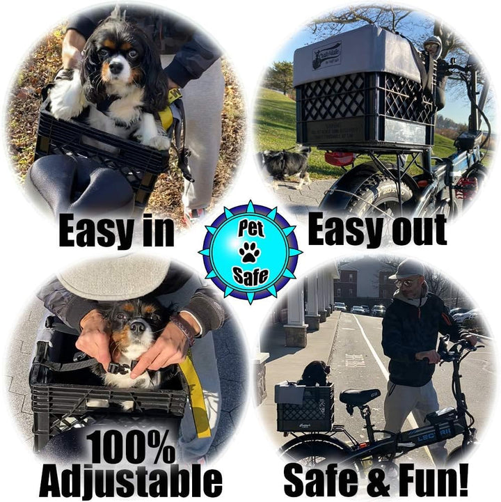 DIY Conversion/Bike Dog Carrier Package (Crate NOT Included) Padded Liner Is 2 Sizes in One + 4 Point Safety Harness & Heavy Duty Fasteners Holds Pets 20Lb+ for Safe Pet Bicycle Travel