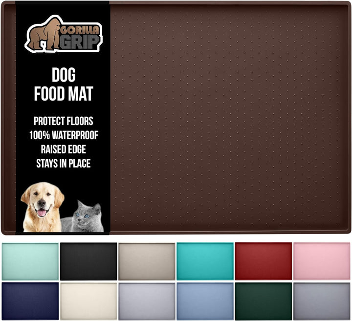 100% Waterproof Raised Edge BPA Free Silicone Pet Feeding Mat, Dog Cat Food Mats Contain Spills Protects Floors, Placemats for Cats and Dogs Water Bowl, Pets Accessories 18.5X11.5 Gray