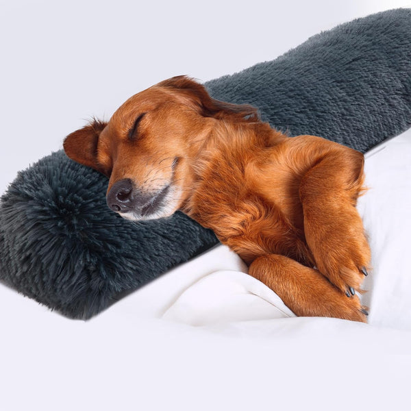 25" Dog Pillow for Large & Medium Dogs, Soft Faux Fur Calming Pet Pillow for Anxiety Relief, Machine Washable, Plush Pet Toy (Dark Grey, 25"X8"X4")
