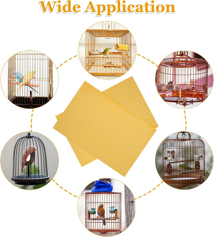 50 Pcs Gravel Liner Paper for Bird Cage, 11" X 17" Bird Cage Liner, Easy Clean Pet Grinding Sandpaper for Bird Cage