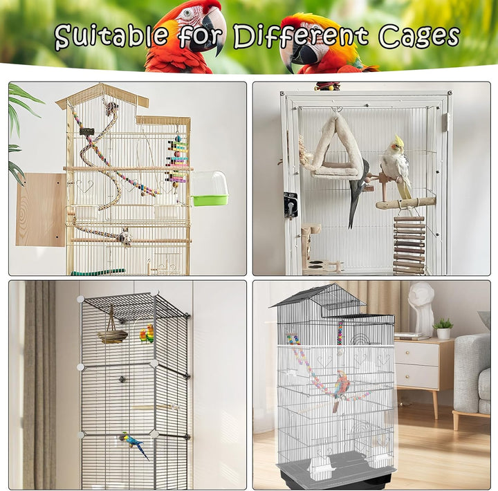 Universal Bird Cage Seed Catcher – Stretchy, Lightweight Mesh Skirt for Parrot Cages, Stops Scatter, Breathable Fabric, Adjustable & Reusable, White