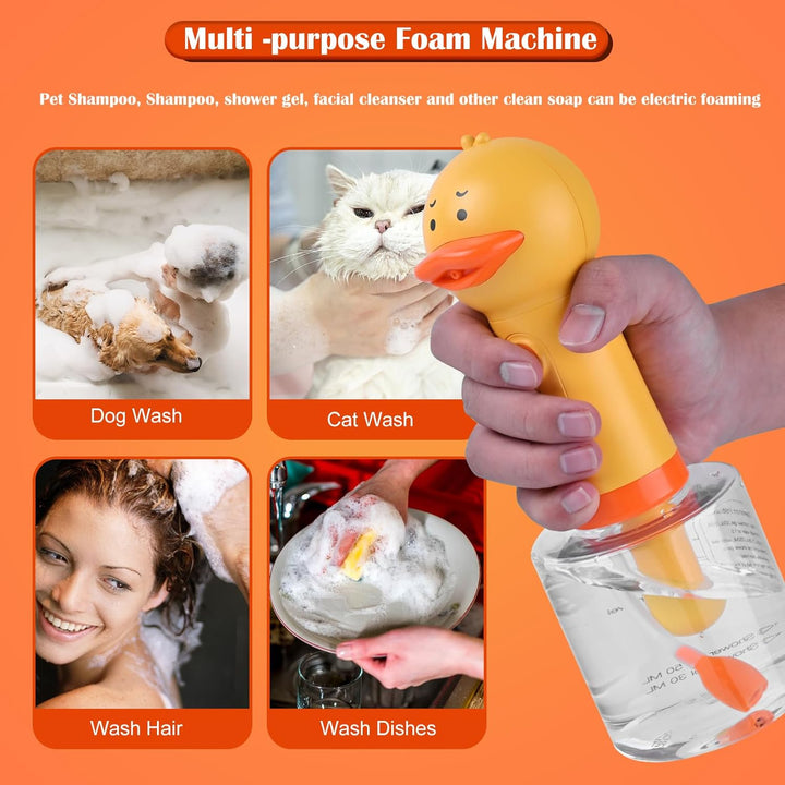 Electric Foaming Shampoo Dispenser for Dog and Cat Bathing, Rechargeable Soap Dispenser for Pet Bathing, Bathroom, Kitchen Sink, Toilet Cleaning