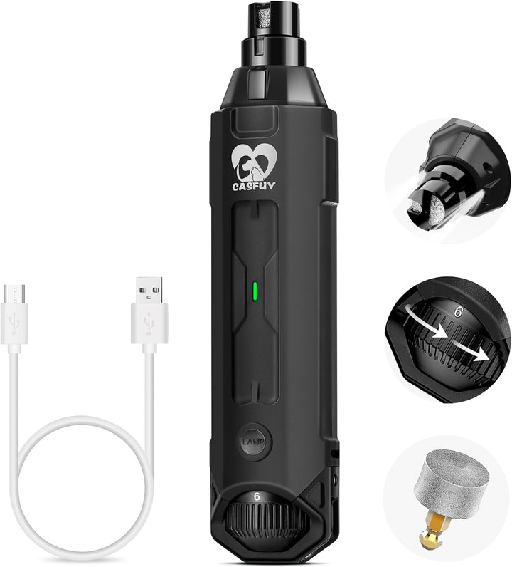 6-Speed Dog Nail Grinder - Newest Enhanced Pet Nail Grinder Super Quiet Rechargeable Electric Dog Nail Trimmer Painless Paws Grooming & Smoothing Tool for Large Medium Small Dogs (Blue)