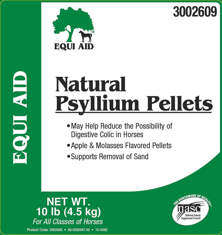 Equi Aid Natural Horse Psyllium Pellets Supplement, Supports Removal of Sand & Dirt from the Ventral Colon, 10 Pounds, 32 Scoops