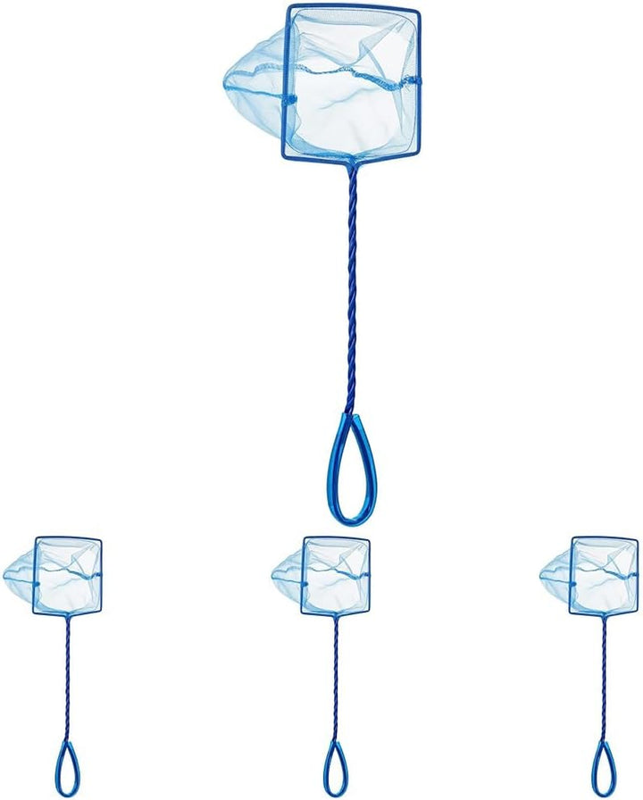 4-Inch Blue Fine Nylon Net with 10-Inch Handle, Aquarium Maintenance Tool, Blue, 11274