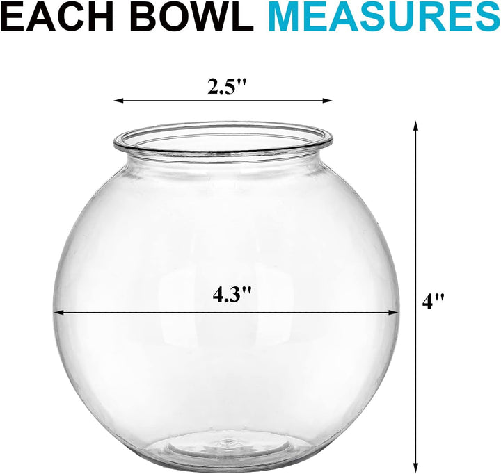 12 Pack Plastic Ivy Bowls, 16 Oz round Fish Bowl Unbreakable Vases Bowls for Home Decor, Carnival Games, Candy, Party Favors, Centerpiece, BPA Free, Clear