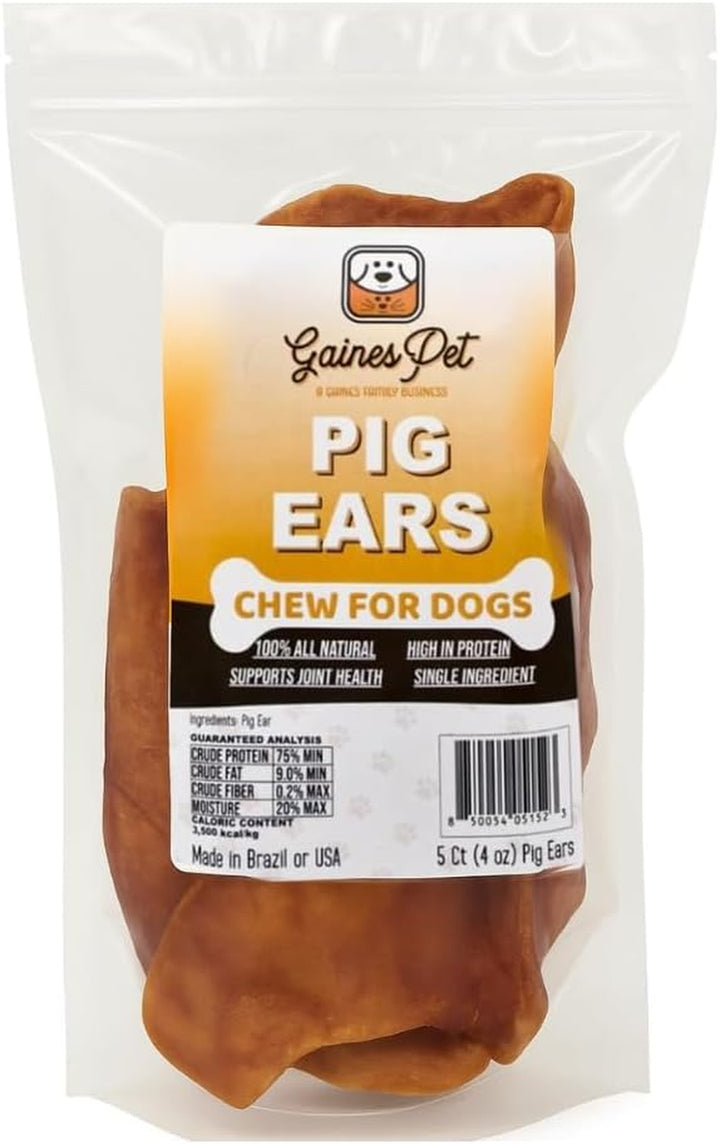 Gaines Pet Pig Ears for Dogs - 40 Count, Thick Cut, All-Natural Whole Ears - No Additives or Hormones, Safe Rawhide Alternative, Dental Health, Easy to Digest, Great for Small to Large Dogs