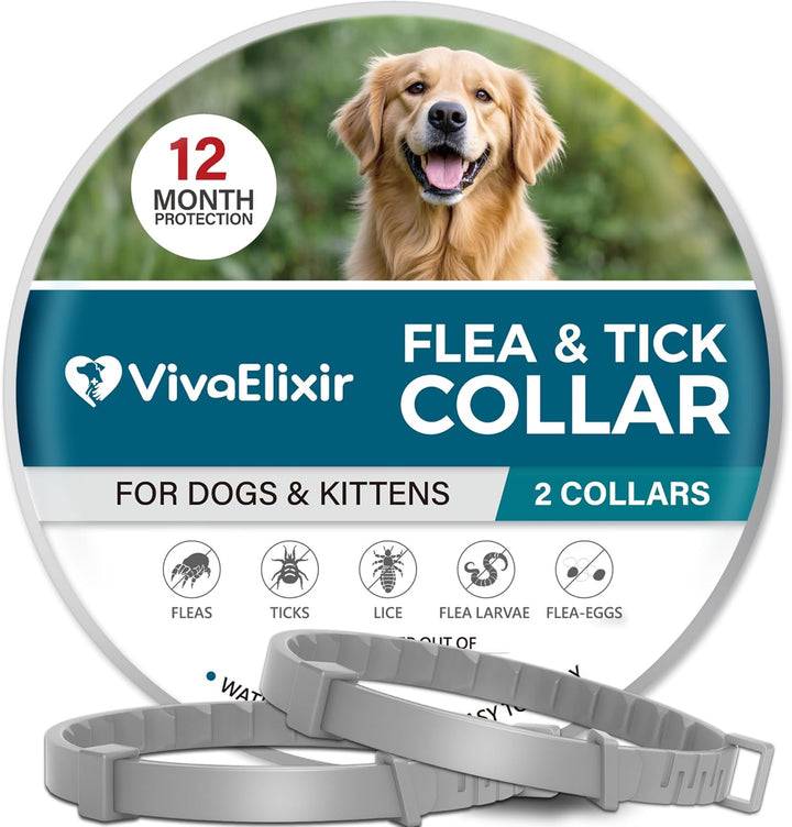 Flea and Tick Collar for Dogs – 12-Month Protection – Adjustable & Waterproof – Safe, Long-Lasting Repellent for Fleas, Ticks, Lice & Mosquitoes – Fits Small, Medium & Large Dogs