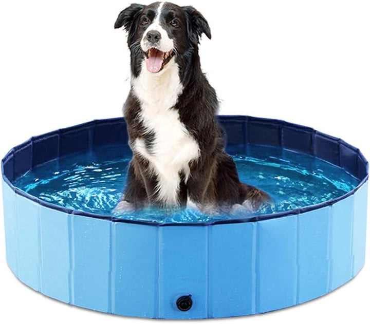Foldable Dog Pet Bath Pool Collapsible Dog Pet Pool Bathing Tub Kiddie Pool Doggie Wading Pool for Puppy Small Medium Large Dogs Cats and Kids 48" Blue