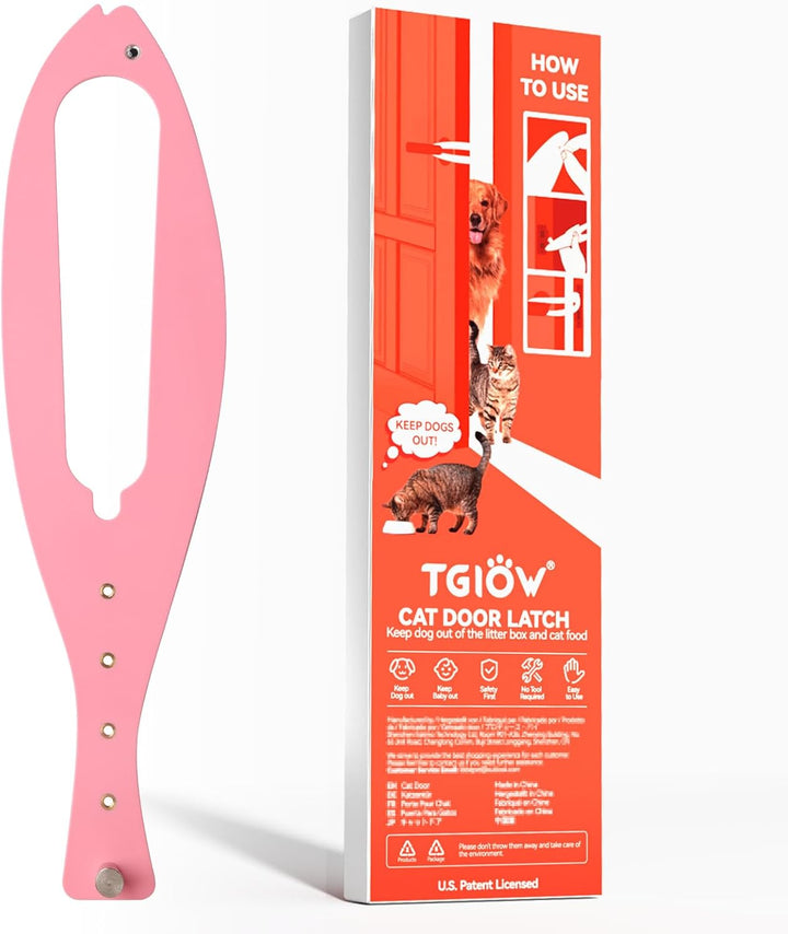 Cat Door Latch, 2 Pcs Cat Door Stopper Pet Door Latch to Keep Dog Out of Litter Box and Food, Door Prop for Cat with 5 Adjustable Size Strap 2.5-6" Wide, No Measuring, Easy to Install, White