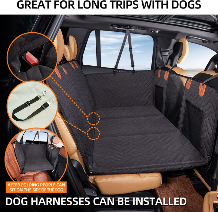 Back Seat Extender,Dog Seat Cover for Back Seat,Hard Bottom Car Seat Cover for Dogs,Dog Hammock for Car,Back Seat Pet Cover for Dogs(Black)