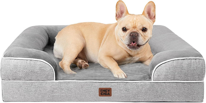 Orthopedic Dog Beds for Extra Large Dogs 44X32Inch, Waterproof Memory Foam XL Pet Bed with Sides, Non-Slip and Egg-Crate Foam Big Dog Couch Bed with Washable Removable Cover, Grey