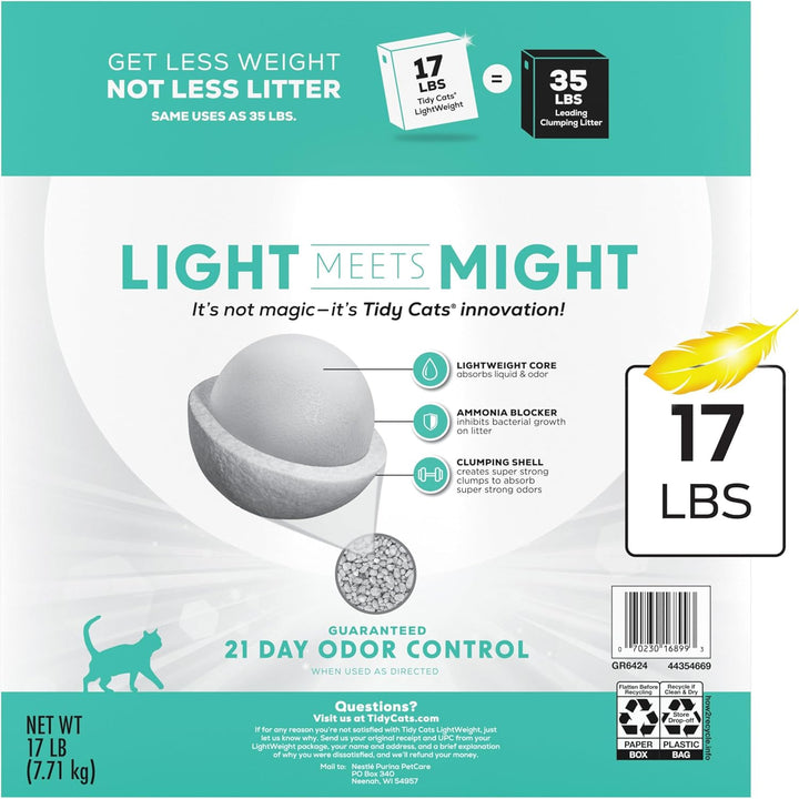 Purina  Lightweight Free and Clean Unscented, Multi-Cat, Clumping, 99.9 Percent Dust Free Cat Litter - 17 Lb. Box