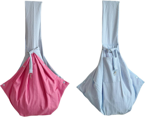 Cat Sling Carrier, Dog Purse Carrier for Small Dogs Cats 3-15 Lbs, Puppy Carrier Breathable Fabric with Storage Pockets