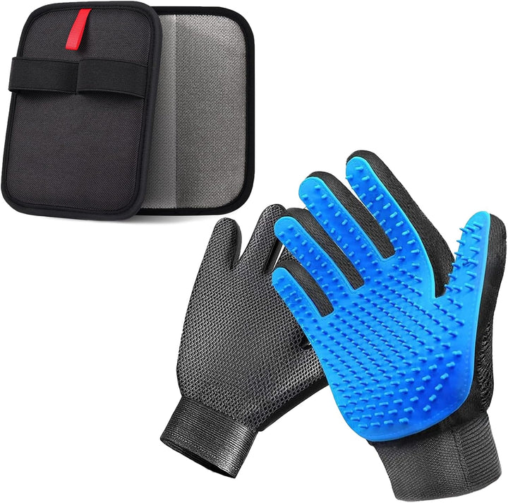 Cat & Dog Grooming Gloves for Shedding - Efficient Deshedding Pet Grooming Gloves 2-In-1 Deshedding Brush & Massage Mitt-Safe for Dogs & Cats (1 Pair Blue)
