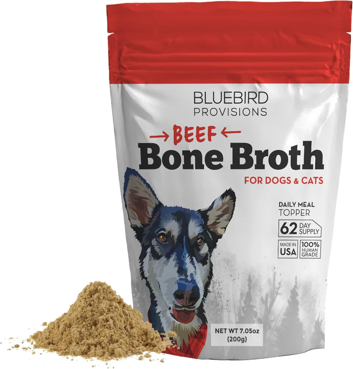 Beef Bone Broth for Dogs - High Protein Bone Broth for Cats - Beef Bone Broth Powder for Dogs - Dehydrated Beef Cat Food Toppers - Dog Safe Bone Broth - Bone Broth Topper for Dogs