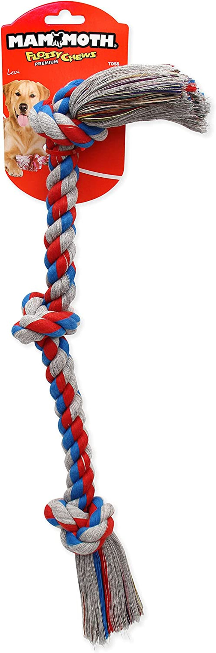 Mammoth Flossy Chews Rope Tug – Premium Cotton-Poly Tug Toy for Dogs – Interactive Rope Toy (Colors May Vary)