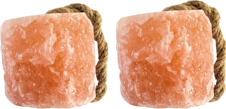 ® Himalayan Salt Lick on Rope 7.5-8 Lbs Each (Pack of 2) | for Horses,Deer,Goat,Cattle & Livestock | 100% Natural Mineral Rich Supplement | Sturdy Long-Lasting Block