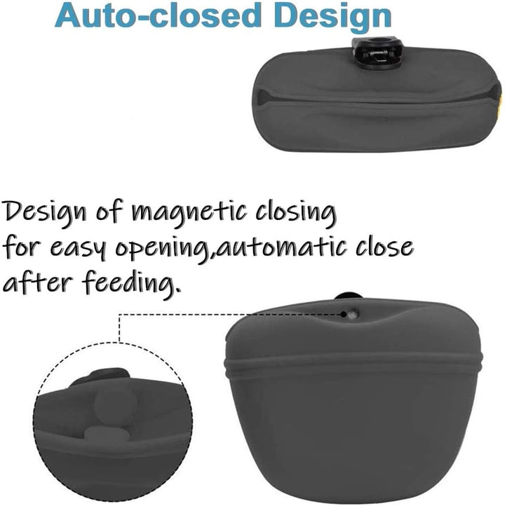 Silicone Dog Treat Pouch-Small Training Bag-Portable Dog Treat Bag for Leash with Magnetic Closure and Waist Clip[Us Design Patent]