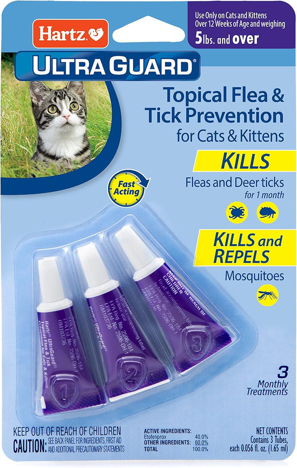 Ultraguard Topical Flea & Tick Prevention for Cats and Kittens - 3 Monthly Treatments