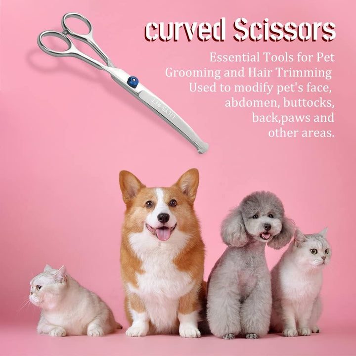 6.5" Right-Handed Pet Round-Tip Grooming Stainless Steel Safety Grooming for Dogs and Cats (Curved Scissor)