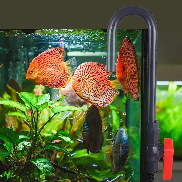 Aquarium Water Changer, PVC Aquarium Water Filler Hanging Fish Tank Hook Filler with Flow Switch for 1/2“, 5/8”, 3/4” Hose