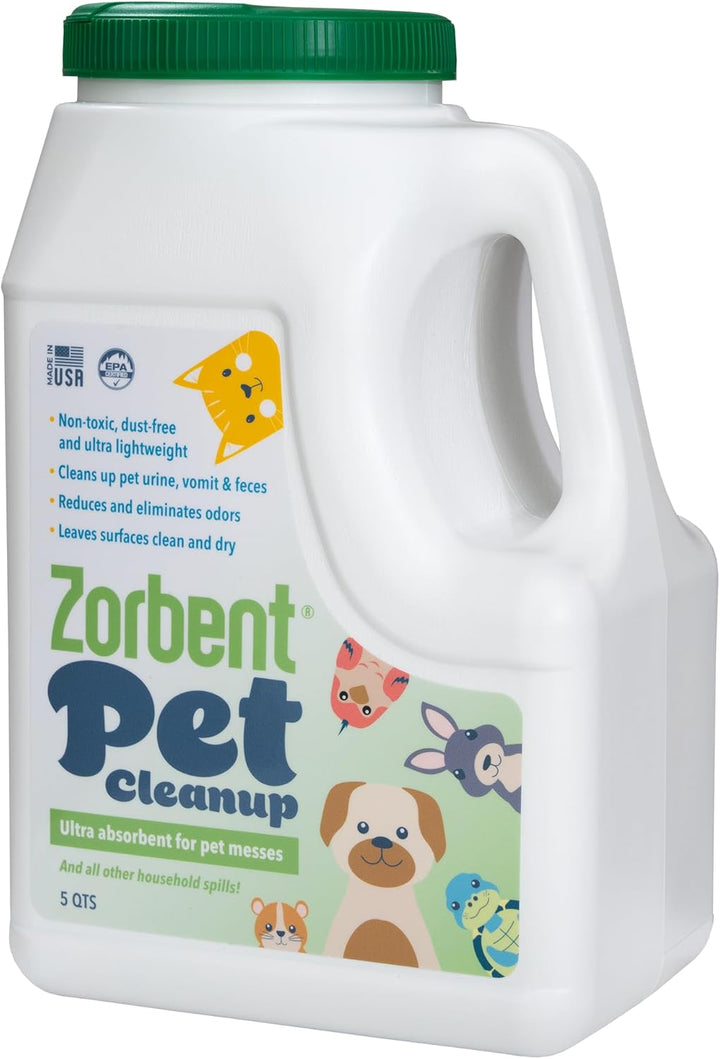 Pet Accident Cleanup – Odor Remover for Dog & Cat Messes. Absorbs 1 Gallon. Pet-Safe Cleaner for Urine, Vomit, Poop & Accidents on Hardwood, Tile, Vinyl, Concrete, Short Carpet & Rugs, 5 Qt