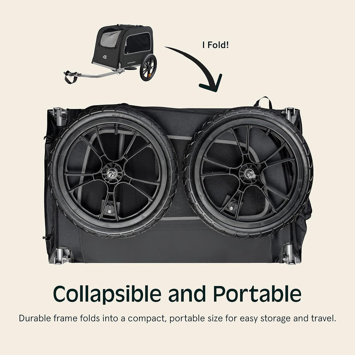 Rover Waggin' Pet Bike Trailer - Small & Medium Sized Dogs Bicycle Carrier - Foldable Frame with 16 Inch Wheels - Non-Slip Floor & Internal Leash
