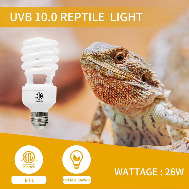 Desert UVA UVB Reptile Light Bulb 10.0 26W Compact Fluorescent Lamp
