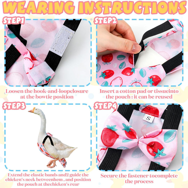 6 Pcs Washable Chicken Diapers Reusable Pet Diaper with Bow Tie for Pet Ducks Hens Goose Clothes Poultry Nappies Waterproof Adjustable for Hen Rooster Chicken(Classic,M)