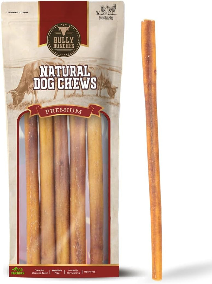 Premium 6 Inch Standard Odor-Free Bully Sticks for Small to Medium Dogs & Puppies - Long Lasting Chews for Oral Care - All Natural, 100% Beef Dog Treats, Rawhide Free (5 Pack)