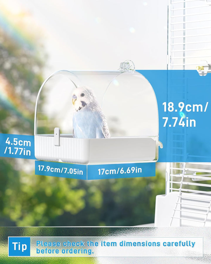 Hanging Bird Bath for Cage, 3 in 1 Multifunction Bird Bath/Bowl/House, Bird Cage Accessories Suitable for Small to Medium Birds, like Lovebirds, Finches, Parakeets, Mannikin