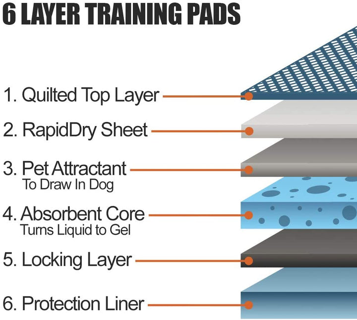 Puppy Pads Leak-Proof 100 Count 22"X 22" - Absorbent Pee Pads for Dogs with 6-Layer Design, Rapid Dry Sheet & Built-In Attractant - Dog Pad with Odor Control, Perfect for Puppies & Senior Dogs