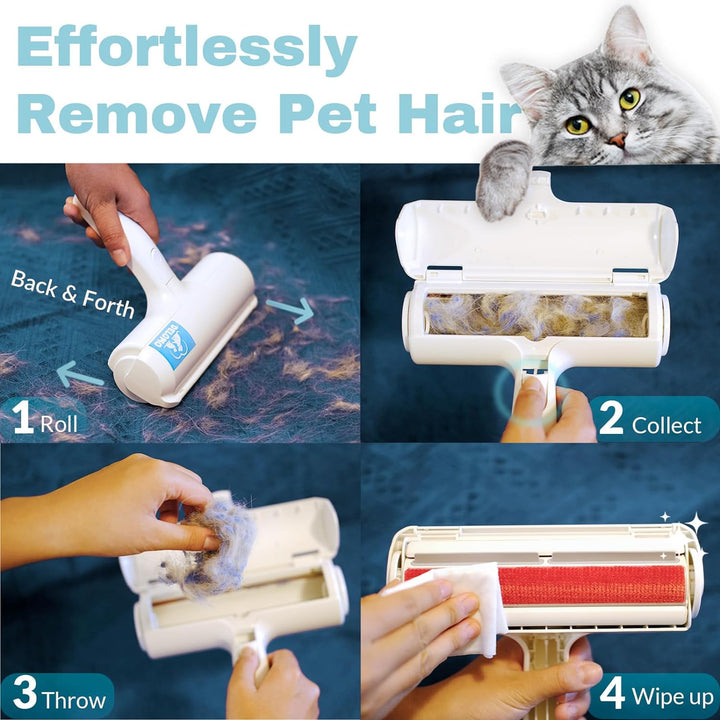 Pet Hair Removal Tool: Pet Hair Remover with Fur Bin - Reusable Lint Roller for Pet Hair - Cat and Dog Hair Remover for Couch, Furniture, Carpet, Clothes, Car Seat - Essential for Pet Owners