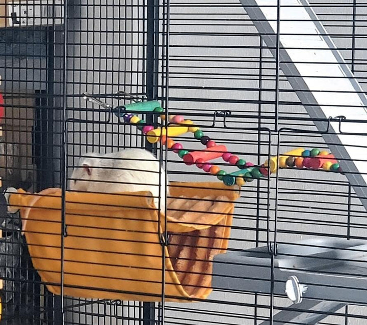 Bird Ladder Toys Coloured Flexible Parrot Swing Bridge Wooden Cockatiel Cage Hanging Climbing Ladder (39 in (16 Steps))