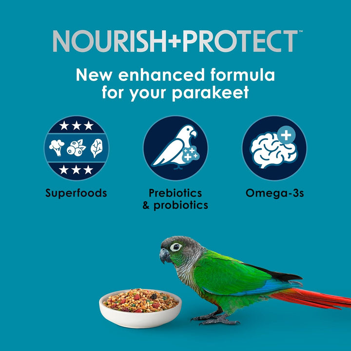 Forti-Diet Pro Health Nourish+Protect Parakeet Food, Comprehensive Nutrition Backed by Science, Digestive Health, Immune Support, 2 Pounds