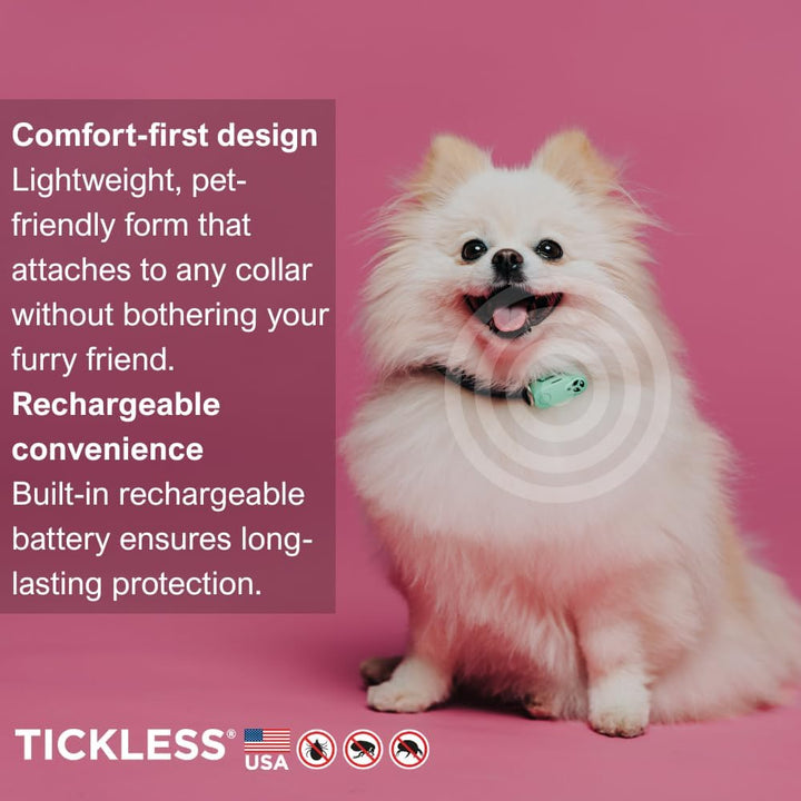 Mini Ultrasonic Tick and Flea Device Neon Yellow | Fragrance-Free Rechargeable Protection for Cats and Dogs | Nightlight Function | on Collar and Harness | Safety in Nature and Cities