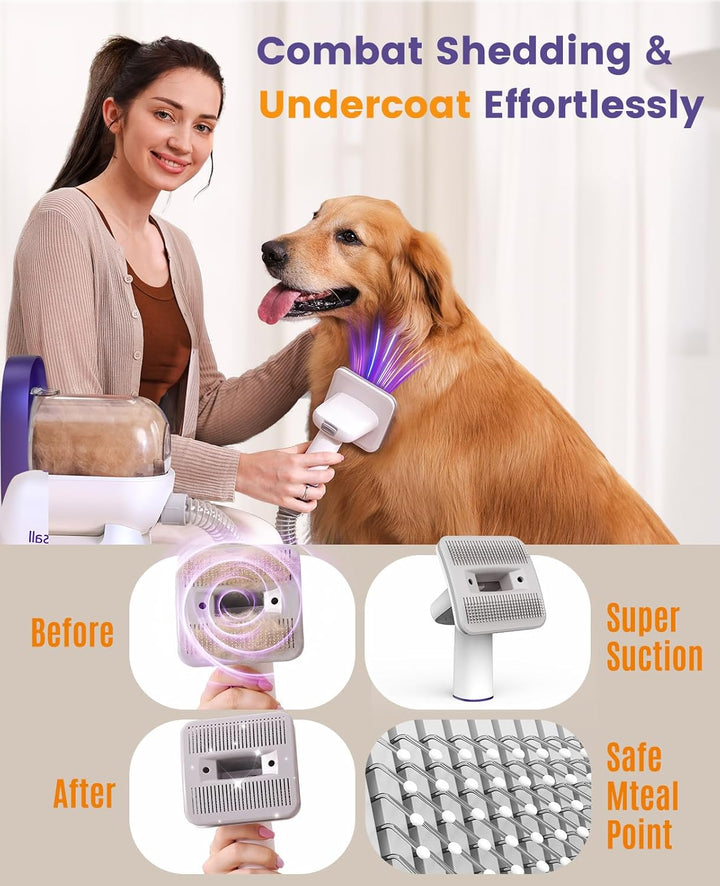 Dog Hair Vacuum & Dog Grooming Kit/Low Noise Dog Grooming Vacuum12Kpa,Dog Vacuum for Shedding Grooming for Pet Hair&Home Cleaning