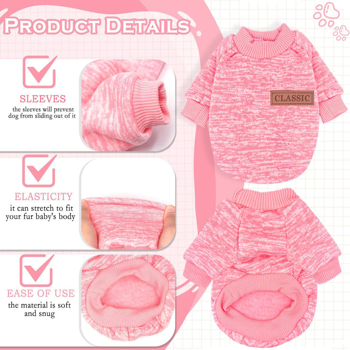 2 Pieces Dog Sweaters for Small Dogs Fall Winter Dog Clothes Female Fleece Puppy Sweater Warm Thick Outfit Pet Small Dog Sweater for Boy Girl Dogs,Xxs