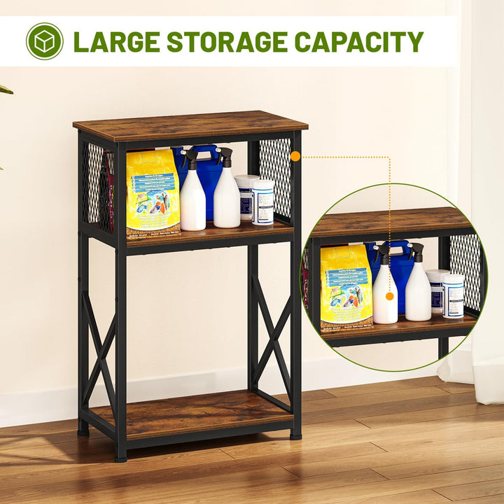 10 Gallon Aquarium Stand with Storage, 3 Tier Heavy Metal Fish Tank Stand Shelf 20.47" X 11.42" X 30.91", Rustic Brown