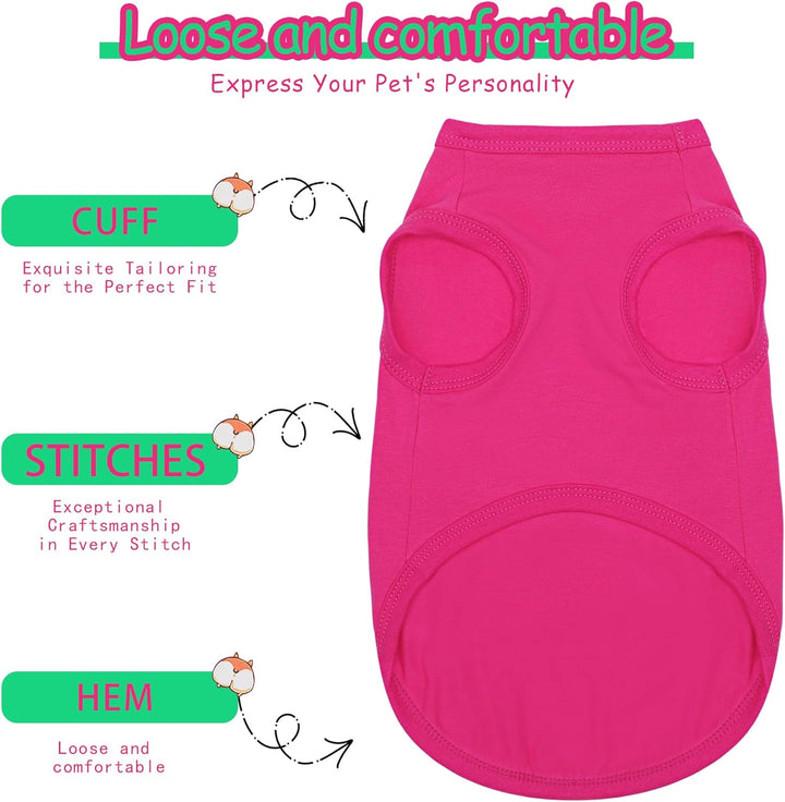 Dog Clothes Fashionable Sleeveless Pet Vest: 'Little Miss Sassy' Printed Cotton Dog Shirt, Ideal for Small, Medium, and Large Breeds, Ensuring Comfort and Breathability Rose Red S