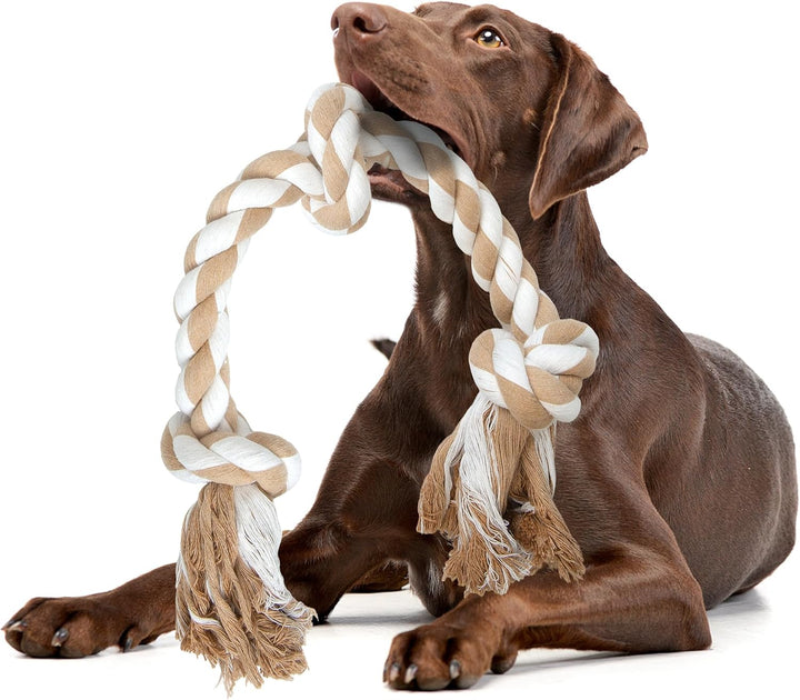 Dog Rope Toys for Large/Medium Aggressive Chewers, Tough Cotton Chew Toy, 3 Feet 5 Knots Indestructible, Tug of War Dog Pull Rope Teeth Cleaning