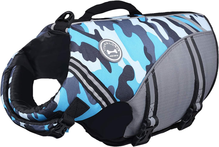 Sports Style Dog Life Vest, Dog Life Jacket for Swimming & Boating, Ripstop & Buoyancy for Puppy Doggy, Lifejacket with Handle, M, Blue