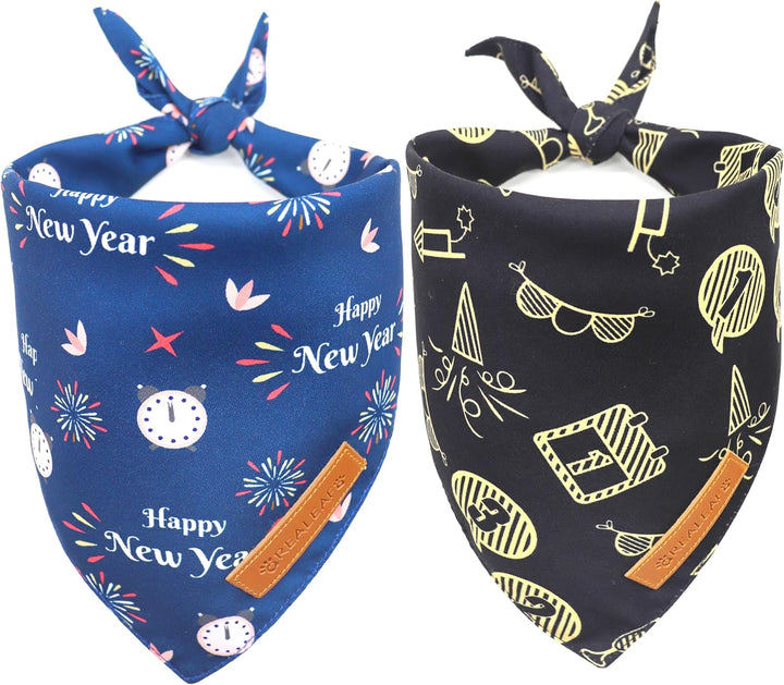 Halloween Dog Bandanas 2 Pack, Reversible Orange Pumpkin Pet Scarf for Boy and Girl, Premium Durable Fabric, Holiday Bandana for Small Medium Large and Extra Large Dogs (Large)