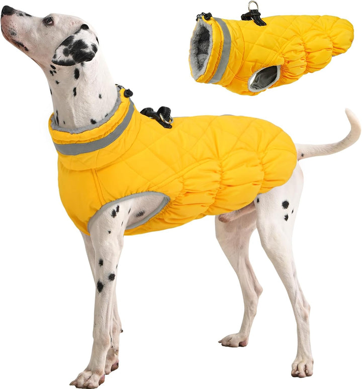 Dog Coat for Small Dogs,Waterproof Dog Winter Jacket with Harness Built in Puppy Cold Weather Coats Reflective Pet Vest with Zipper Warm Fleece Dogs Snowsuit Windproof Pink S