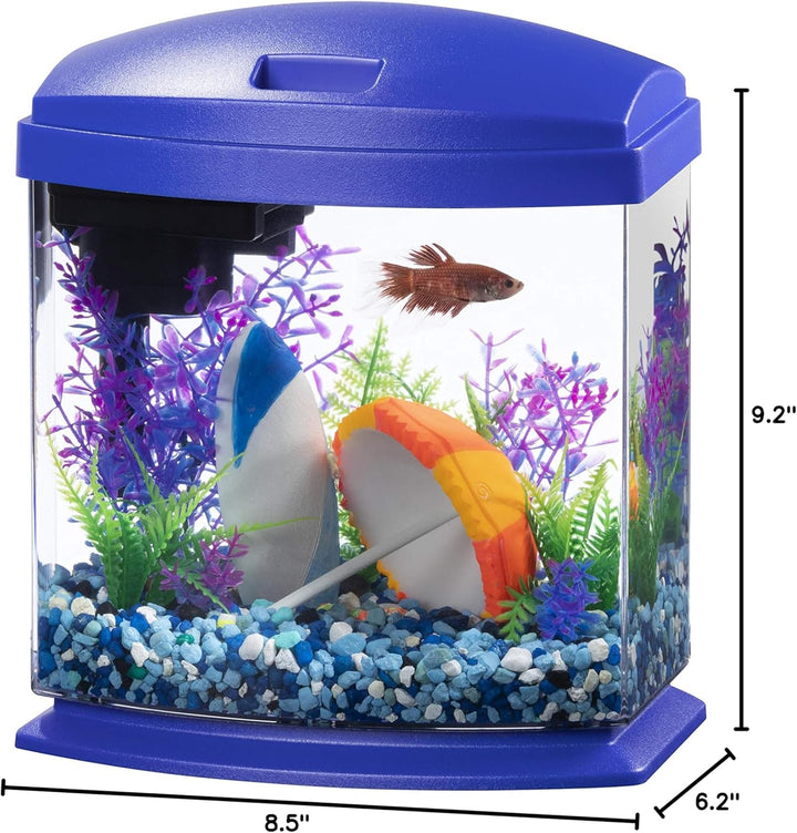 LED Minibow Small Aquarium Fish Tank Kit with Smartclean Technology, Blue, 1 Gallon
