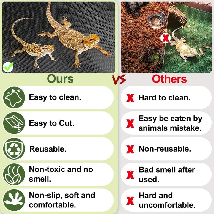 Reptile Carpet,Bearded Dragon Tank Accessories,Reptile Mat, Leopard Gecko Substrate,Bearded Dragon Tank Flooring,Snake, Tortoise Bedding(18" X 79 ", 1 PCS Black Thicker Mat)
