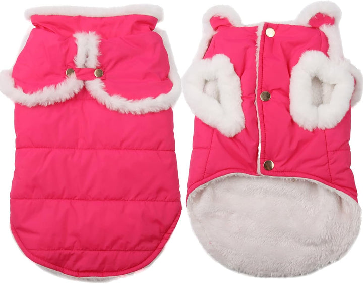 2 Layers Fleece Lined Warm Dog Jacket for Puppy Winter Cold Weather,Soft Windproof Small Dog Coat,Green S