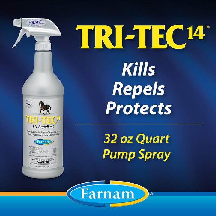 Tri-Tec 14 Horse Fly Spray, Kills, Repels, Protects, 32 Ounces